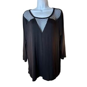 LANE BRYANT Women’s Long Sleeve Top With Mesh Neckline / Size: 14-16
